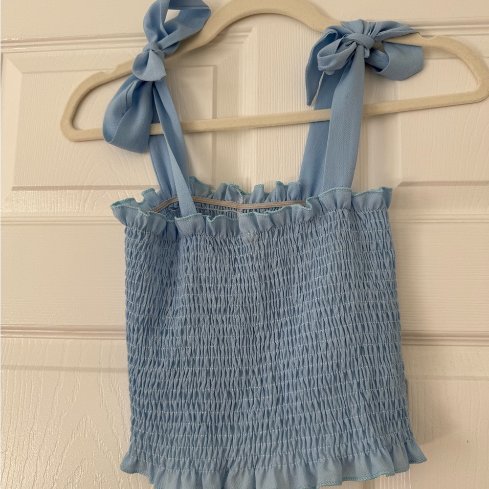 Blue Smocked Women's Top